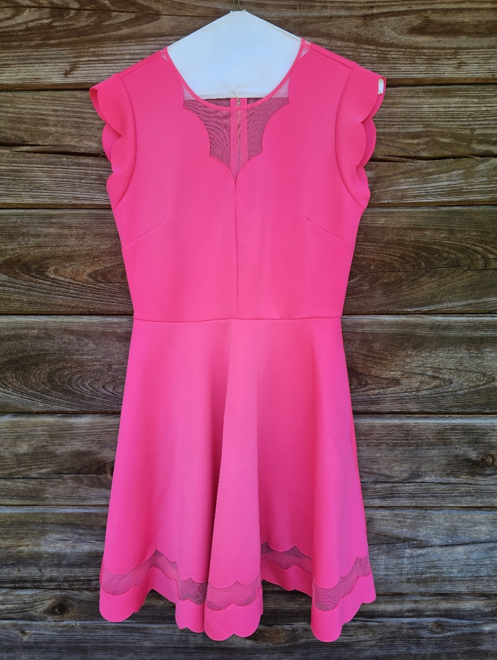 Ted Baker London Pink Scallop Hem Fit & Flare Dress Size 3 (US 8)